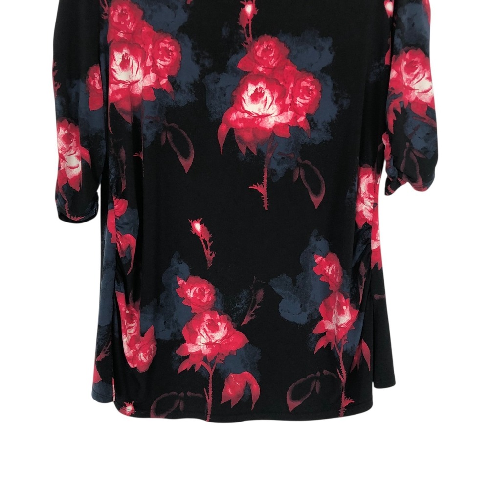 Alfani Dark Floral Print Tunic Top Shirt Size 2X Stretch Whimsigoth Dark Fairy - Picture 6 of 7